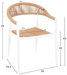 ΠΟΛΥΘΡΟΝΑ ΑΛΟΥΜΙΝΙΟΥ GRET  ΛΕΥΚΗ PE RATTAN ΜΠΕΖ 56x55,5x78Υεκ.