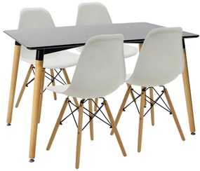 Intrahome Τραπεζαρία Natali-EVERESTA Intrahome σετ 5τεμ μαύρο-λευκό-φυσικό 120x80x76εκ | SKU: INTRAPA-311111744