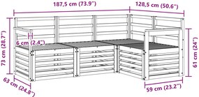 vidaXL Σετ Καναπέ 4 pcs Λευκό 187,5 x 128,5 x 73 εκ
