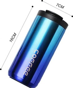 Ποτήρι Θερμός Ανοξείδωτο 400ml με Επιστόμιο - Μπλε