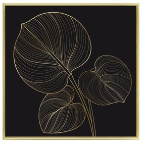 Πίνακας Σε Καμβά Arbaro 2 022869 51,5x51,5xH3,5cm Black-Gold Τετράγωνοι Wood, Canvas