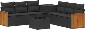 vidaXL Σετ Καναπέ 8 τμχ. Μαύρο 55 x 55 x 37 εκ Πολυ-ρακί και Χάλυβας