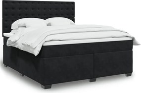 vidaXL Κρεβάτι Boxspring με Στρώμα Μαύρο 180x200 εκ. Βελούδινο
