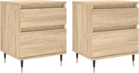 vidaXL Κομοδίνα 2 τεμ. Sonoma Δρυς 40 x 35 x 50 εκ. από Επεξεργ. Ξύλο