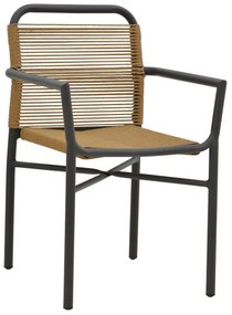 Aluminum armchair Clutch stackable anthracite frame-natural rattan 55x56x80cm 55x56x80 εκ.