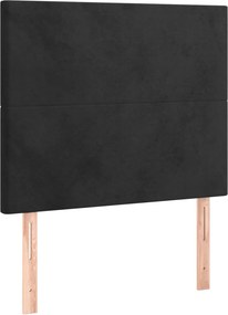 vidaXL Κρεβάτι Boxspring με Στρώμα &amp; LED Μαύρο 80x200 εκ. Βελούδινο
