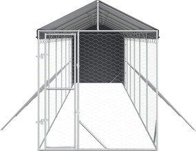 vidaXL Κλουβί Σκύλου Εξ. Χώρου με Οροφή Ασημί 2x14x2,5 μ. Γαλβ. Ατσάλι