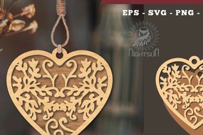 Σετ των 3 Intra απο ξύλο plywood 3mm-4mm πάχος - Στολίδι με λουλούδια κοπής με λέιζερ καρδιάς 4 Δίασταση 6x6 cm INTRAFABR-114305629