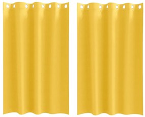 vidaXL Κουρτίνες με κουρτίνες 2 pcs κίτρινο μουσταρδί Πολυεστέρας