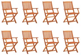 3087148 vidaXL Καρέκλες Κήπου Πτυσσόμενες 8 τεμ. από Μασίφ Ξύλο Ευκαλύπτου Καφέ, 1 Τεμάχιο