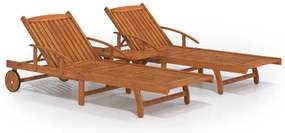 vidaXL Ξαπλώστρες Σετ 2 Τεμαχίων από Μασίφ Ξύλο Ακακίας με Τραπέζι