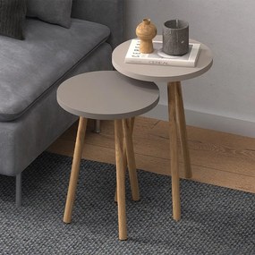 Megapap Τραπεζάκια Βοηθητικά Σετ 2 Τμχ Roma Κρεμ - Cappuccino Ø34x46εκ.