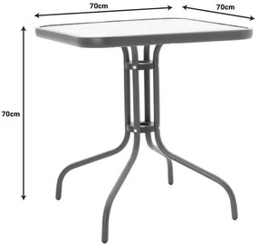 Σετ κήπου - Τραπεζαρία Watson - Lindaria 3 τεμ. μέταλλο - γυαλί ανθρακί 70x70x70 εκ. 70x70x70 εκ.