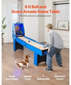 VEVOR 8 ft Roll &amp; Score Arcade Game Table Electronic Scorer Game Room 4 Balls