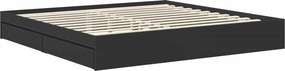 vidaXL Κρεβάτι Αποθήκης Μαύρο 200 x 200 cm Επεξεργασμένο ξύλο