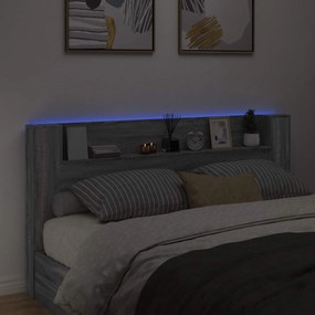 vidaXL Κεφαλάρι αποθήκευσης με LED Γκρι Sonoma Επεξεργασμένο Ξύλο