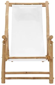 vidaXL Σεζλόνγκ Κρεμ Λευκό από Μπαμπού και Καραβόπανο