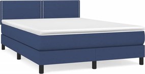 vidaXL Κρεβάτι Boxspring με Στρώμα Μπλε 140x190 εκ. Υφασμάτινο