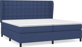 vidaXL Κρεβάτι Boxspring με Στρώμα Μπλε 200x200 εκ. Υφασμάτινο