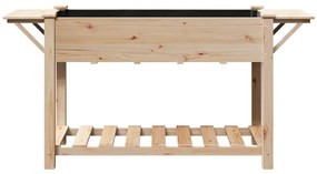 vidaXL Γλάστρα Κήπου Μπεζ 155 x 59 x 76.5 εκ. Στερεό ξύλο έλατου