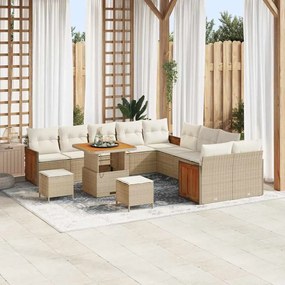 vidaXL Σετ Καναπέ Κήπου 13 pcs Μπεζ, Κρέμα 80 x 80 x 71 cm