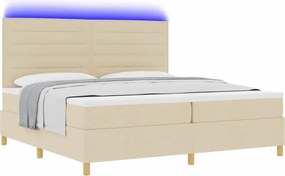 vidaXL LED Κρεβάτι με βάθρο με κεφαλάρι Κρεμ 200 x 200 cm ύφασμα
