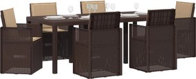 vidaXL Σέτ φαγητού για κήπο 7 τμχ. Καφέ και Taupe PP