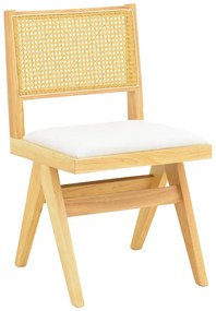 Καρέκλα Winslow pakoworld rubberwood σε φυσική απόχρωση-ύφασμα λευκό 46x58x80εκ