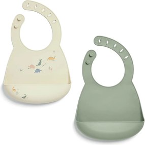 Σαλιάρες Σιλικόνης (Σετ 2τμχ) Mamas & Papas Dino Teal 44231DN00
