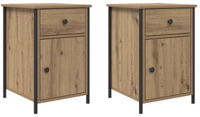 vidaXL Κομοδίνα 2 τεμ από καρυδιά 40x42x60 εκ. Επεξεργασμένο ξύλο