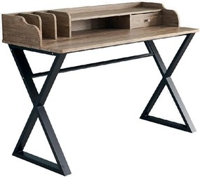 Γραφείο μεταλλικό Nextdeco καφέ με συρτάρια Υ91x120x60εκ.