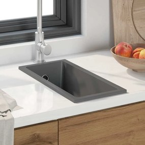 vidaXL Νιπτήρας Κουζίνας με Τρύπα Υπερχείλισης Γκρι Γρανίτης