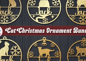 Σετ των 3 Intra απο ξύλο plywood 3mm-4mm πάχος χριστουγεννιάτικων στολιδιών γάτας Δίασταση 8x8 cm INTRAFABR-84203862