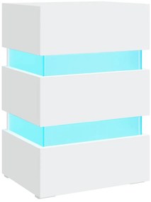 vidaXL Κομοδίνο με LED Λευκό 45 x 35 x 67 εκ. από Επεξεργασμένο Ξύλο