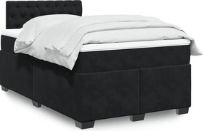 vidaXL Κρεβάτι Boxspring με Στρώμα Μαύρο 120 x 200 εκ. Βελούδινο