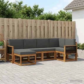 vidaXL Σειρά Καναπέ Εξωτερικού 6 pcs Φυσικό και Ανθρακί