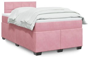 vidaXL Κρεβάτι Boxspring με Στρώμα Ροζ 120x200 εκ. Βελούδινο