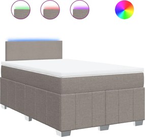 vidaXL Κρεβάτι Boxspring με Στρώμα Taupe 120x200 εκ. Υφασμάτινο