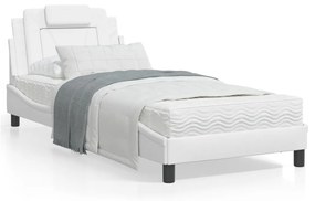 Πλαίσιο Κρεβατιού με LED Λευκό 90 x 200 εκ. Συνθετικό Δέρμα
