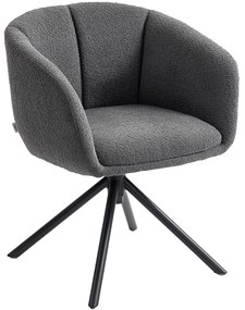 HOMCOM Πολυθρόνα, Ταπετσαρισμένη πολυθρόνα με άνετο κέλυφος καθίσματος, περιστρεφόμενη, ζεστή επένδυση, έως 120 kg, σκούρο γκρι