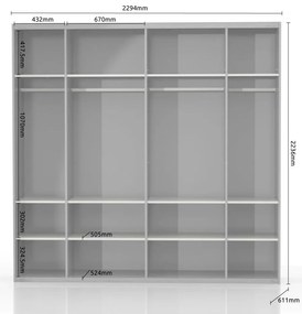 Ντουλάπα συρόμενη Giallo 230 με καθρέπτη