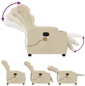 vidaXL Πολυθρόνα Μασάζ Ανακλινόμενη Ηλεκτρική Κρεμ Υφασμάτινη