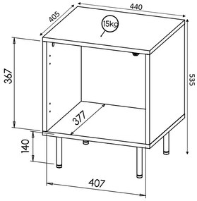 HOLE bed cabinet black mat/ black mat DIOMMI CAMA-HOLE-SZAFKI-NOCNE-CZ/CZ