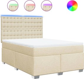 vidaXL Κρεβάτι Boxspring με Στρώμα Κρεμ 140x200 εκ. Υφασμάτινο