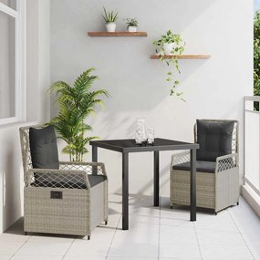vidaXL Σέτ φαγητού για κήπο 3 pcs Ανοιχτό γκρι συνθετικό ρατάν