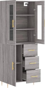 vidaXL Ντουλάπι Γκρι Sonoma 69,5 x 34 x 180 εκ. Επεξεργασμένο Ξύλο