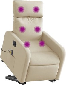 vidaXL Πολυθρόνα Μασάζ Ηλεκ. Ανακλινόμενη με Ανύψωση Κρεμ Υφασμάτινη