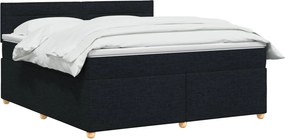 vidaXL Κρεβάτι box spring με στρώμα Μαύρο 180 x 200 cm Ύφασμα