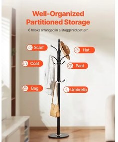 VEVOR Freestanding Coat Rack Coats Tree Stand with Stable Marble Base &amp; 6 Hooks