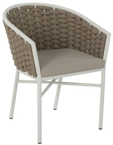 ARMCHAIR ALUMINUM  WHITE AND BEIGE FOAMY ROPE